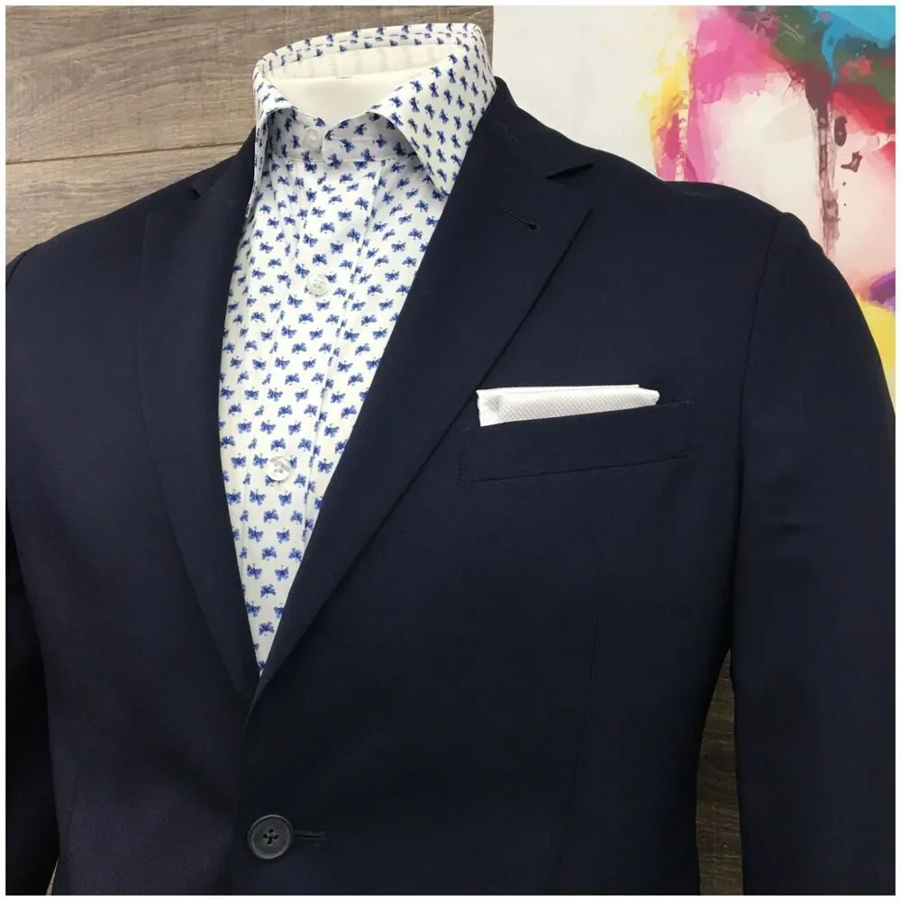 NORDSTROM Mens Blazer Sport Coat Casual Jacket‎ Size 40R Trim Fit Blue Wool Suit